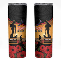 New Zealand Anzac Skinny Tumbler Maori Camouflage Mix Poppies We Will Remember Them LT14 Black - Polynesian Pride