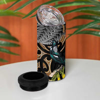 Aotearoa Kowhai Tui Bird 4 in 1 Can Cooler Tumbler Maori Ngaru With Silver Fern LT14 - Polynesian Pride