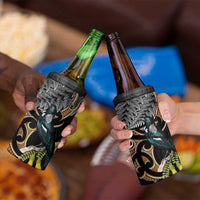 Aotearoa Kowhai Tui Bird 4 in 1 Can Cooler Tumbler Maori Ngaru With Silver Fern LT14 - Polynesian Pride