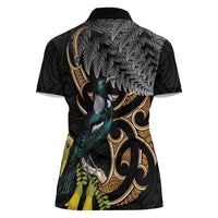 Aotearoa Kowhai Tui Bird Women Polo Shirt Maori Ngaru With Silver Fern