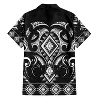Black Ngaru Taniko With Aotearoa Maori Tattoo Family Matching Long Sleeve Bodycon Dress and Hawaiian Shirt LT14 - Polynesian Pride
