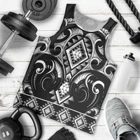 Black Ngaru Taniko With Aotearoa Maori Tattoo Men Tank Top