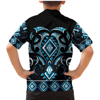 Blue Ngaru Taniko With Aotearoa Maori Tattoo Family Matching Mermaid Dress and Hawaiian Shirt LT14 - Polynesian Pride