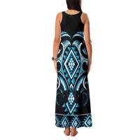 Blue Ngaru Taniko With Aotearoa Maori Tattoo Family Matching Tank Maxi Dress and Hawaiian Shirt LT14 - Polynesian Pride