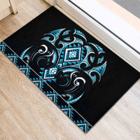 Blue Ngaru Taniko With Aotearoa Maori Tattoo Rubber Doormat