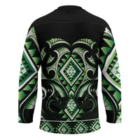 Green Ngaru Taniko With Aotearoa Maori Tattoo Hockey Jersey - Polynesian Pride