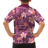Pink Hawaii Plumeria With Tropical Flowers Motifs Family Matching Puletasi and Hawaiian Shirt LT14 - Polynesian Pride