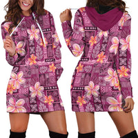 Pink Hawaii Plumeria With Tropical Flowers Motifs Hoodie Dress LT14 - Polynesian Pride