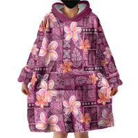 Pink Hawaii Plumeria With Tropical Flowers Motifs Wearable Blanket Hoodie LT14 - Polynesian Pride