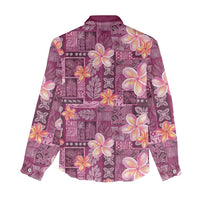 Pink Hawaii Plumeria With Tropical Flowers Motifs Women Casual Shirt LT14 - Polynesian Pride