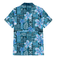 Cyan Hawaii Plumeria With Tropical Flowers Motifs Family Matching Mermaid Dress and Hawaiian Shirt LT14 - Polynesian Pride