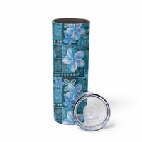 Cyan Hawaii Plumeria With Tropical Flowers Motifs Skinny Tumbler LT14 - Polynesian Pride