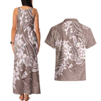 Polynesia Hammerhead Shark Tattoo With Plumeria Lei Couples Matching Tank Maxi Dress and Hawaiian Shirt LT14 - Polynesian Pride