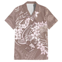 Polynesia Hammerhead Shark Tattoo With Plumeria Lei Family Matching Off The Shoulder Long Sleeve Dress and Hawaiian Shirt LT14 Dad's Shirt - Short Sleeve Mocha - Polynesian Pride
