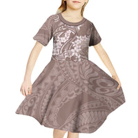 Polynesia Hammerhead Shark Tattoo With Plumeria Lei Kid Short Sleeve Dress