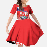 Personalised Taiwan Billiards Family Matching Off The Shoulder Long Sleeve Dress and Hawaiian Shirt Eight-ball Pool Polynesia Tattoo LT14 Daughter's Dress Red - Polynesian Pride