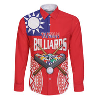 Personalised Taiwan Billiards Family Matching Off The Shoulder Long Sleeve Dress and Hawaiian Shirt Eight-ball Pool Polynesia Tattoo LT14 Dad's Shirt - Long Sleeve Red - Polynesian Pride