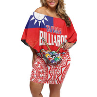 Personalised Taiwan Billiards Family Matching Off Shoulder Short Dress and Hawaiian Shirt Eight-ball Pool Polynesia Tattoo LT14 Mom's Dress Red - Polynesian Pride