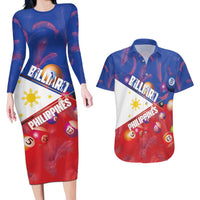 Personalised Philippines Billiards Couples Matching Long Sleeve Bodycon Dress and Hawaiian Shirt Cue With Balls Flag Style LT14 Red - Polynesian Pride