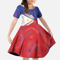 Personalised Philippines Billiards Family Matching Off Shoulder Maxi Dress and Hawaiian Shirt Cue With Balls Flag Style LT14 Daughter's Dress Red - Polynesian Pride
