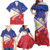 Personalised Philippines Billiards Family Matching Off Shoulder Maxi Dress and Hawaiian Shirt Cue With Balls Flag Style LT14 - Polynesian Pride