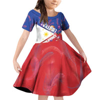Personalised Philippines Billiards Family Matching Off Shoulder Short Dress and Hawaiian Shirt Cue With Balls Flag Style LT14 Daughter's Dress Red - Polynesian Pride