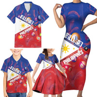 Personalised Philippines Billiards Family Matching Short Sleeve Bodycon Dress and Hawaiian Shirt Cue With Balls Flag Style LT14 - Polynesian Pride