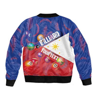 Personalised Philippines Billiards Sleeve Zip Bomber Jacket Cue With Balls Flag Style - Polynesian Pride