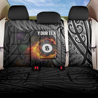 Personalised New Zealand Billiards Back Car Seat Cover Maori Fern On Fire 8 Ball - Polynesian Pride