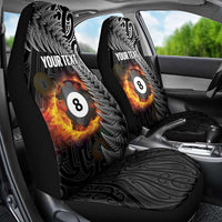 Personalised New Zealand Billiards Car Seat Cover Maori Fern On Fire 8 Ball - Polynesian Pride