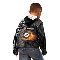 Personalised New Zealand Billiards Kid Hoodie Maori Fern On Fire 8 Ball LT14 - Polynesian Pride