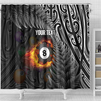 Personalised New Zealand Billiards Shower Curtain Maori Fern On Fire 8 Ball LT14 - Polynesian Pride