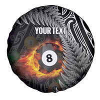 Personalised New Zealand Billiards Spare Tire Cover Maori Fern On Fire 8 Ball LT14 - Polynesian Pride