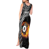 Personalised New Zealand Billiards Tank Maxi Dress Maori Fern On Fire 8 Ball LT14 - Polynesian Pride