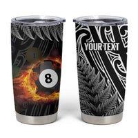 Personalised New Zealand Billiards Tumbler Cup Maori Fern On Fire 8 Ball LT14 Black - Polynesian Pride