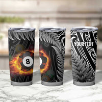 Personalised New Zealand Billiards Tumbler Cup Maori Fern On Fire 8 Ball LT14 - Polynesian Pride