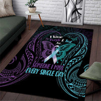 Suicide Awareness Memorial Area Rug I Wear Purple and Teal For Someone I Miss LT14 Black - Polynesian Pride