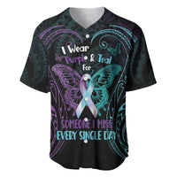 Suicide Awareness Memorial Baseball Jersey I Wear Purple and Teal For Someone I Miss LT14 Black - Polynesian Pride