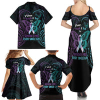Suicide Awareness Memorial Family Matching Summer Maxi Dress and Hawaiian Shirt I Wear Purple and Teal For Someone I Miss LT14 - Polynesian Pride