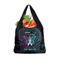Suicide Awareness Memorial Grocery Bag I Wear Purple and Teal For Someone I Miss LT14 1-pack One Size Black - Polynesian Pride