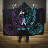 Suicide Awareness Memorial Hooded Blanket I Wear Purple and Teal For Someone I Miss LT14 - Polynesian Pride
