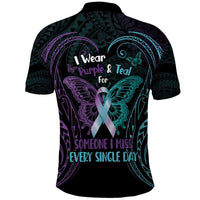 Suicide Awareness Memorial Polo Shirt I Wear Purple and Teal For Someone I Miss LT14 - Polynesian Pride