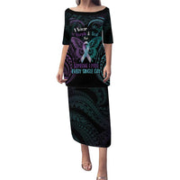 Suicide Awareness Memorial Puletasi I Wear Purple and Teal For Someone I Miss LT14 Long Dress Black - Polynesian Pride
