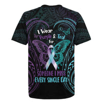 Suicide Awareness Memorial Rugby Jersey I Wear Purple and Teal For Someone I Miss LT14 - Polynesian Pride