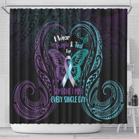 Suicide Awareness Memorial Shower Curtain I Wear Purple and Teal For Someone I Miss LT14 - Polynesian Pride
