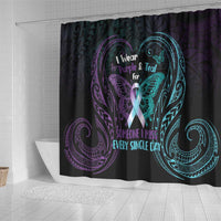 Suicide Awareness Memorial Shower Curtain I Wear Purple and Teal For Someone I Miss LT14 - Polynesian Pride