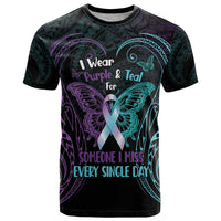 Suicide Awareness Memorial T Shirt I Wear Purple and Teal For Someone I Miss LT14 Black - Polynesian Pride