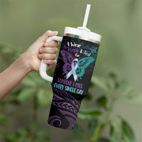 Suicide Awareness Memorial Tumbler With Handle I Wear Purple and Teal For Someone I Miss LT14 - Polynesian Pride