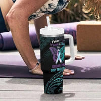 Suicide Awareness Memorial Tumbler With Handle I Wear Purple and Teal For Someone I Miss LT14 - Polynesian Pride