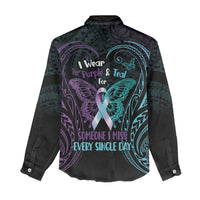Suicide Awareness Memorial Women Casual Shirt I Wear Purple and Teal For Someone I Miss LT14 - Polynesian Pride